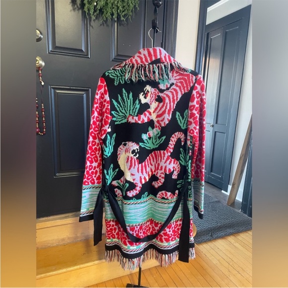 Essitam - Multicolor Patterned Belted Knit Sweater Wrap - Sz. S - Picture 3 of 5